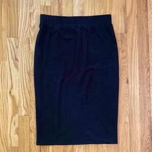 Peruvian Connection sz M cotton blend black stretch pencil skirt great pre owned
